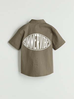 Lc Waikiki Yeni Sezon Arkası Yazı Baskılı Erkek Çocuk Gömlek