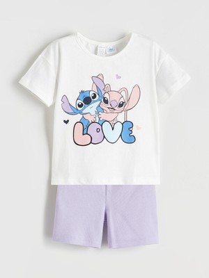 Lc Waikiki Yeni Sezon Lilo & Stitch Baskılı Kız Bebek Şortlu Pijama Takım
