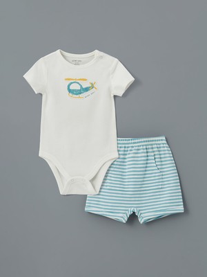 Lc Waikiki Yeni Sezon Erkek Bebek Çıtçıtlı Body ve Şort 2'li