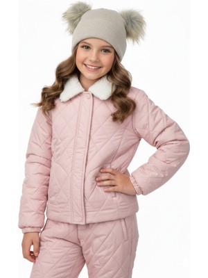 Oppland Kız Çocuk Kışlık Bere Çift Ponponlu Pamuklu Örgü Model Katlamalı Yumuşacık Rahat