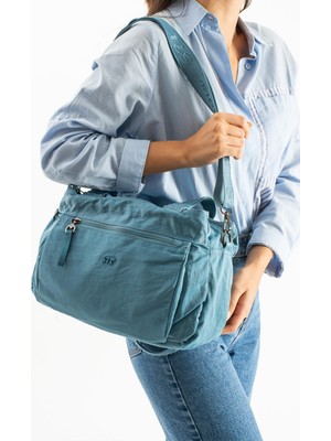 571 Collections Yumuşak Dokulu Ultra Hafif, Esnek ve Su Geçirmez Polyamid Kumaş Omuz ve Kol Çantası Mavi Model: (571-13-14F)
