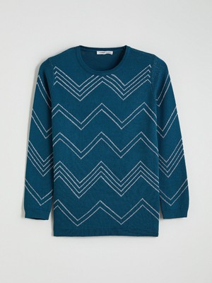 Lc Waikiki Yeni Sezon Bisiklet Yaka Desenli Kadın Triko Kazak