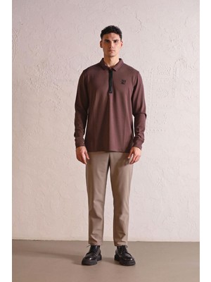 gmg firenze Polo Yaka Dikiş Detaylı Erkek Sweatshirt