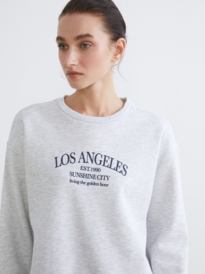 Lc Waikiki Yeni Sezon Los Angeles Baskılı Oversize Kadın Sweatshirt