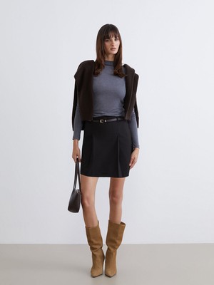 Lc Waikiki Yeni Sezon Beli Kemerli Pileli Mini Şort Etek