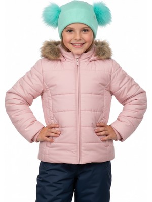 Oppland Kız Çocuk Kışlık Bere Çift Ponponlu Pamuklu Şirin Örgü Model Katlamalı Yumuşacık Rahat