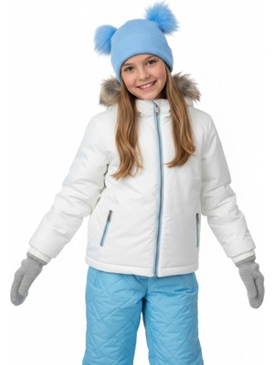 Oppland Kız Çocuk Kışlık Bere Çift Ponponlu Pamuklu Şirin Örgü Model Katlamalı Yumuşacık Rahat