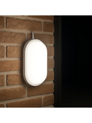 Braventa Collection Aydos 15W IP65 Oval Beyaz LED Tavan ve Duvar Lambası | 6500K Beyaz Işık | Su ve Toz Geçirmez Banyo A