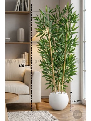 Biçiçek 125CM Yapay Bambu Ağacı Küre Saksıda