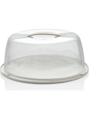 Braventa Collection Geçmeli Kilitli, Kapaklı ve Kulplu Yaş Pasta, Kek Taşıyıcı, Mutfak Saklama Için Yuvarlak Fanus, Bpa