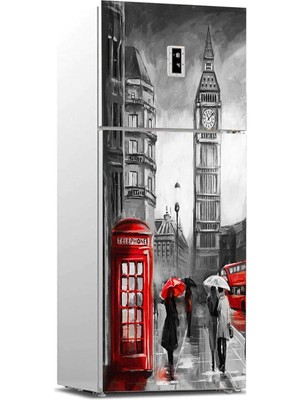 Braventa Collection Buzdolabı Sticker Kaplama Dolap Kaplama Etiketi Londra Yağlıboya