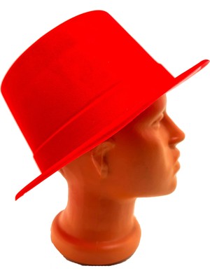 Arenes Kırmızı Renk Plastik Nubuk Kadife Flok Kaplama Fötr Şapka 11 cm - Lisinya