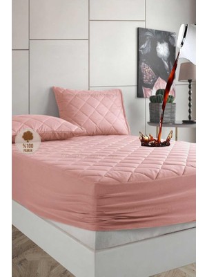 Braventa Collection Pudra Kapitone Sıvı Geçirmez Yatak Koruyucu Fitted Alez ÇARŞAF%100 Pamuk 160X200