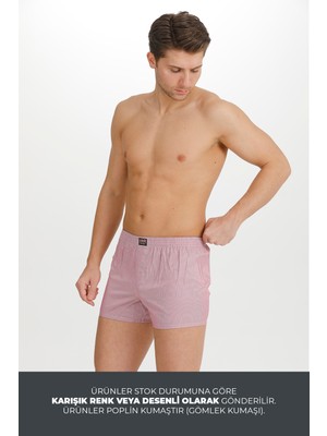 BRR 3’lü Paket Karışık Renk Pamuklu Poplin Boxer Şort