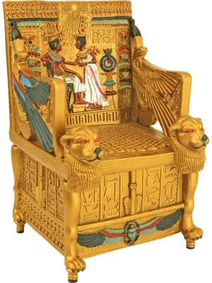 Braventa Collection Design Toscano Mısır Dekorlu Takı - King Tut Golden Thron Jewelry Box - Mısır Heykelleri