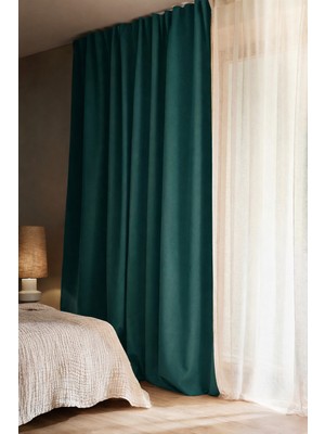 Ran Perde Zümrüt Yeşili - Karartma Perde Blackout -Pilesiz - Tek Kanat - ZM50