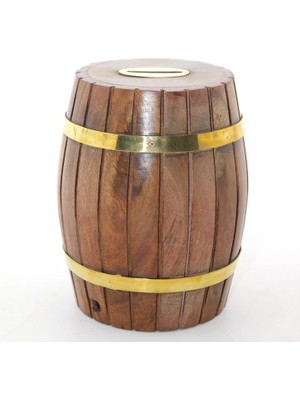 Senson Pirinç Ahşap Fıçı Kumbara 12.5 cm WB535 - Lisinya