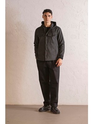 gmg firenze Kapüşonlu Çıtçıt Detaylı Erkek Dış Gömlek