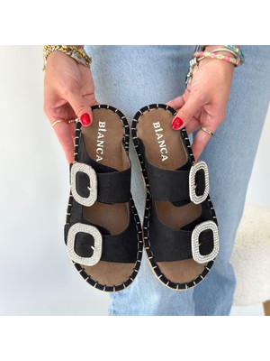 SEPET365 Hertas Siyah Nubuk Tokalı Terlik