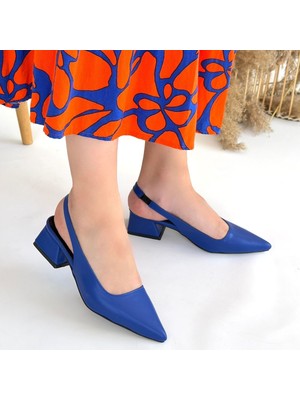 SEPET365 Morji Mavi Cilt Topuklu Ayakkabı