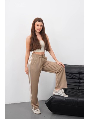 Aesco Yandan Çift Şeritli Pantolon Vizon