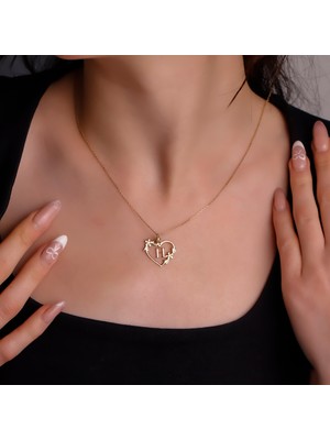 Silvesra Kişiye Özel Harfli Kalp 925 Ayar Gümüş Kolye