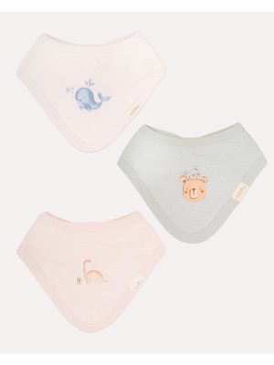 Hoogie 3'lü %100 Organik Pamuk Gots Sertifikalı Yumuşak Bebek Mama Önlüğü Yakalık Set