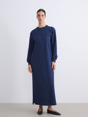 Lc Waikiki Yeni Sezon Büyük Beden Bisiklet Yaka Sweatshirt Elbise