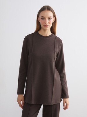 Lc Waikiki Yeni Sezon Büyük Beden Bisiklet Yaka Kadın Sweatshirt Tunik