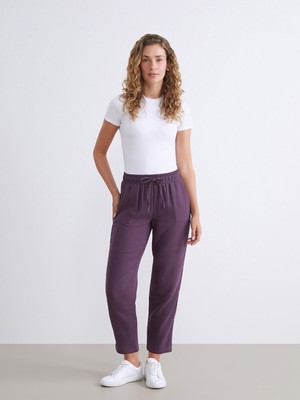 Lc Waikiki Yeni Sezon Beli Lastikli Dokulu Müslin Kadın Pantolon