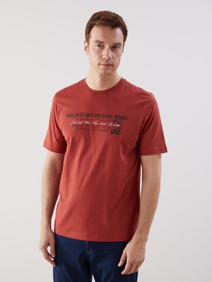 Lc Waikiki Yeni Sezon Bisiklet Yaka Baskılı Penye Erkek Tişört