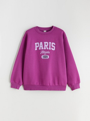 Lc Waikiki Yeni Sezon Bisiklet Yaka Paris Baskılı Kız Çocuk Kalın Sweatshirt