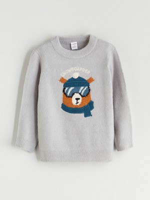 Lc Waikiki Yeni Sezon Bisiklet Yaka Baskılı Uzun Kollu Erkek Çocuk Triko Kazak