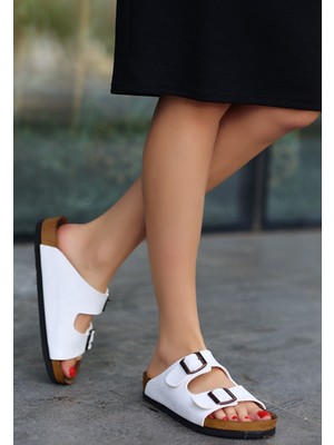 SEPET365 Rıno Beyaz Nubuk Terlik