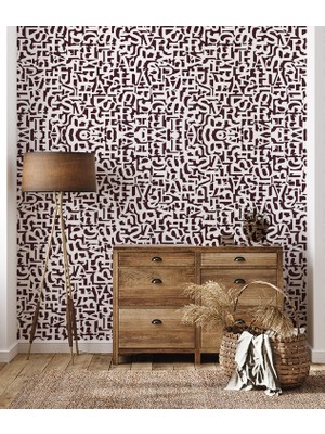Teodora Kahverengi Beyaz Harfli Ucuz Duvar Kağıdı 782830