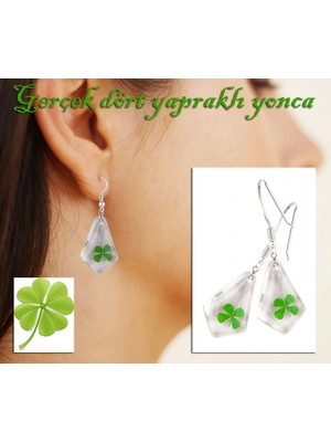 SanalAMCA Store Küpe - Dört Yapraklı Yonca (Gerçek Yonca)