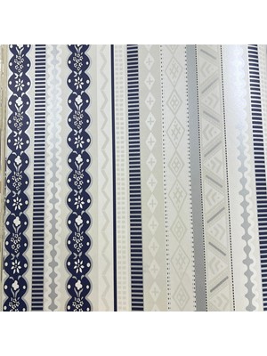 AYZUN Lacivert Beyaz Krem Bej Çizgi Desenli Duvar Kağıdı 113033