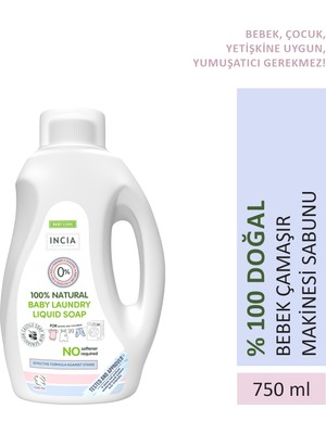 INCIA %100 Doğal Bebek Çamaşır Sabunu Bitkisel Deterjan Yumuşatıcılı Lavanta 750 ml