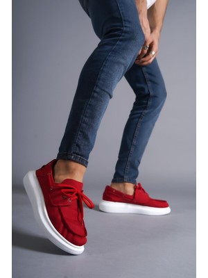 Aesco Yüksek Taban Mevsimlik Keten Ayakkabı  Kırmızı