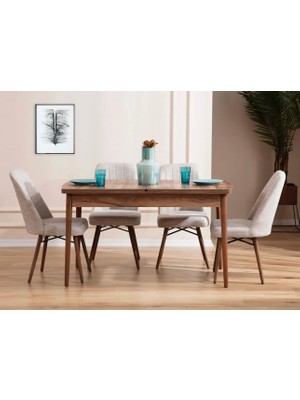 Eymense Lidyana 4 Sandalyeli Mutfak Masa Takımı Krem