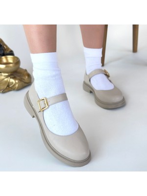 SEPET365 Yokox Bej Cilt Oxford Ayakkabı