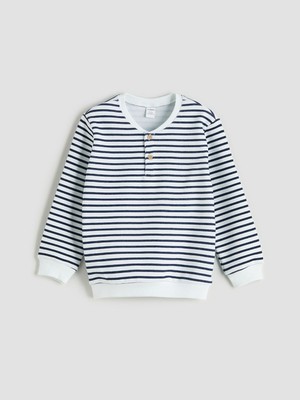 Lc Waikiki Yeni Sezon Bisiklet Yaka Çizgili Erkek Çocuk Sweatshirt