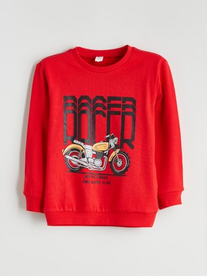Lc Waikiki Yeni Sezon Bisiklet Yaka Baskılı Erkek Çocuk Sweatshirt