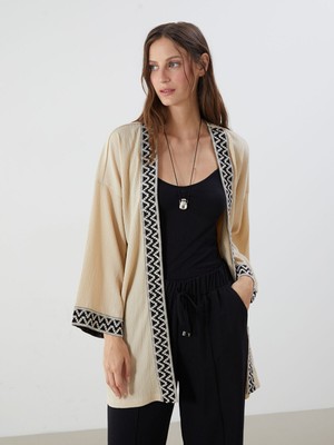 Lc Waikiki Yeni Sezon Şal Yaka Desenli Oversize Kadın Hırka