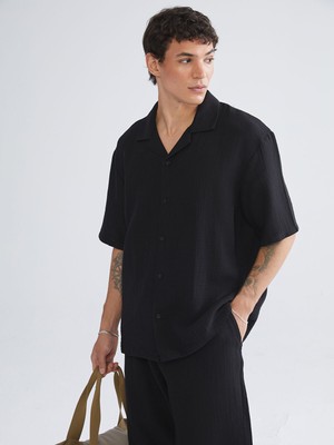 Lc Waikiki Yeni Sezon Rahat Kalıp Resort Yaka Kısa Kollu Müslin Erkek Gömlek