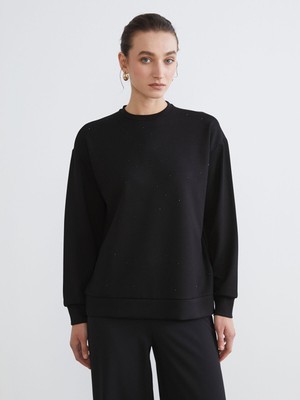 Lc Waikiki Yeni Sezon Bisiklet Yaka Taşlı Kadın Sweatshirt