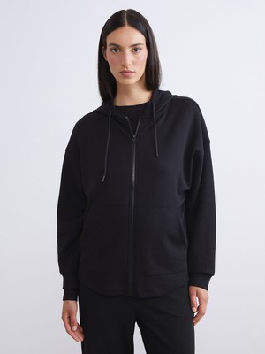 Lc Waikiki Yeni Sezon Kapüşonlu Oversize Kadın Fermuarlı Sweatshirt