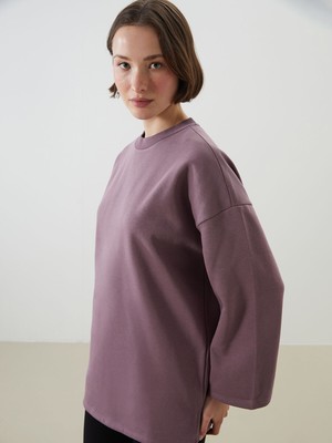 Lc Waikiki Yeni Sezon Bisiklet Yaka Oversize Kadın Kalın Sweatshirt Tunik