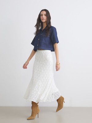 Lc Waikiki Yeni Sezon Beli Lastikli Ajurlu Kroşe Etek