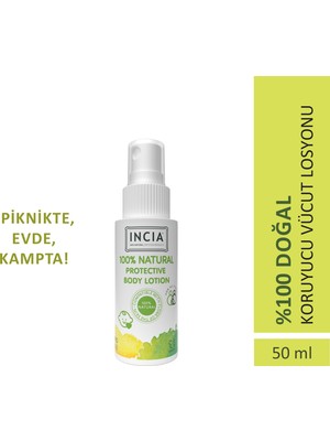 INCIA %100 Doğal Koruyucu Vücut Losyonu Sprey 50 ml Yenidoğan Bebek Çocuk İçin Limon Okaliptus Özellikli